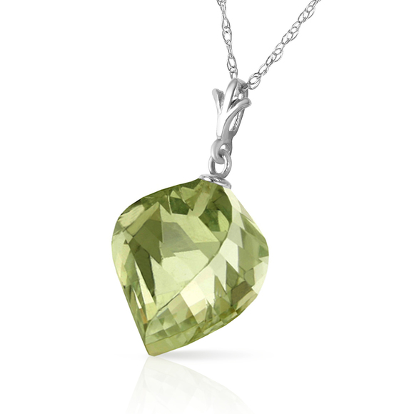 14K. NECKLACE WITH TWISTED BRIOLETTE GREEN AMETHYST (White Gold) - Picture 3 of 3